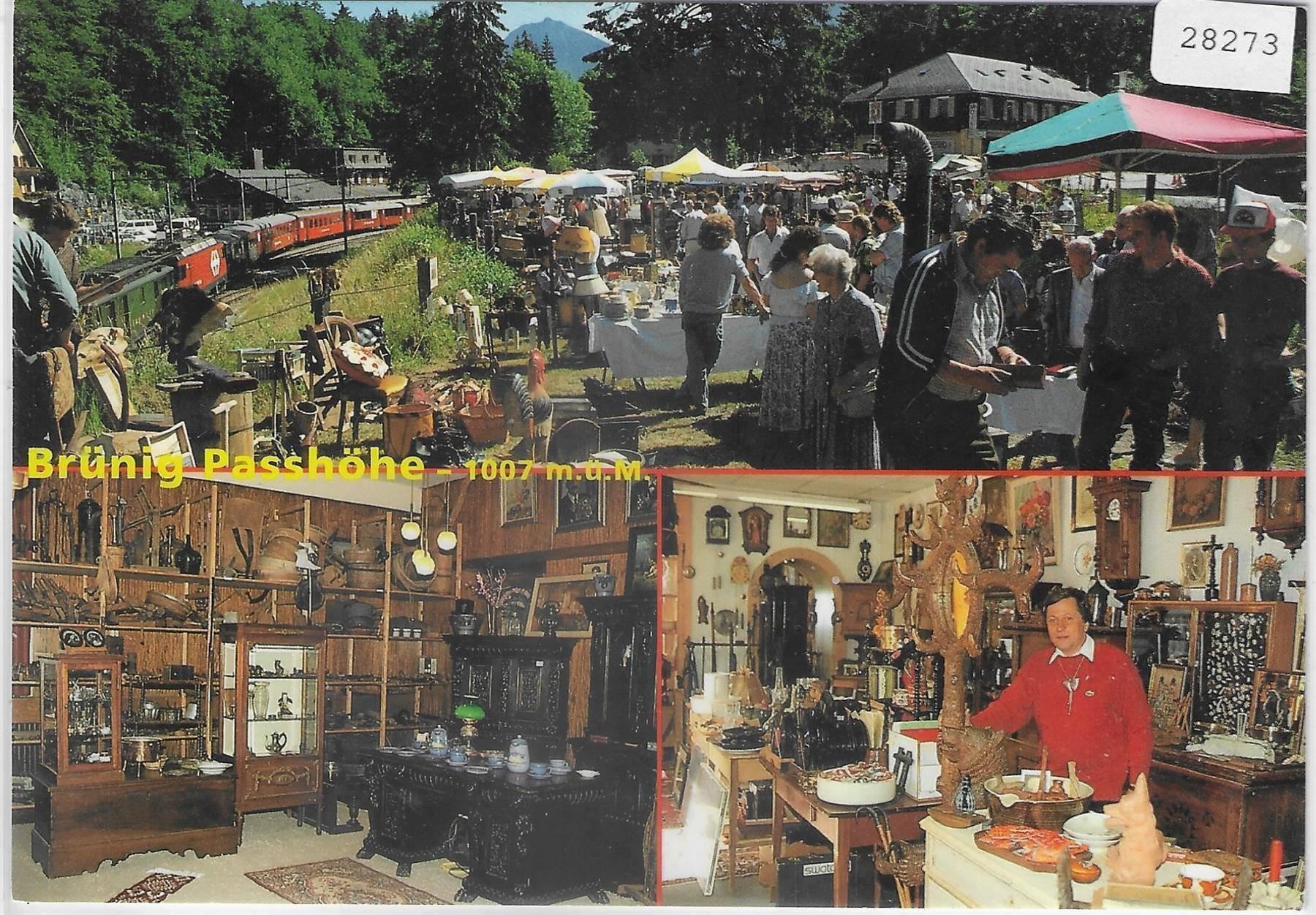 Ansichtskarten: Brünig-Passhöhe - Bahnhof mit Bahn – Gebraucht aus Ettingen von Kartenplanet