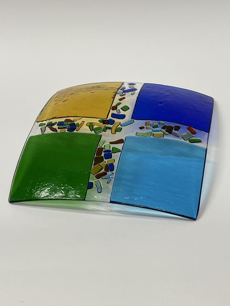 Servierplatten: Handgemachte Glasplatte, farbenfrohes Design, Deko-Highlight – Gebraucht aus Olten von ELHANDEL 3
