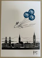KeC: Snoopy „Flying over Zürich“, POP Art, signiert 4/5