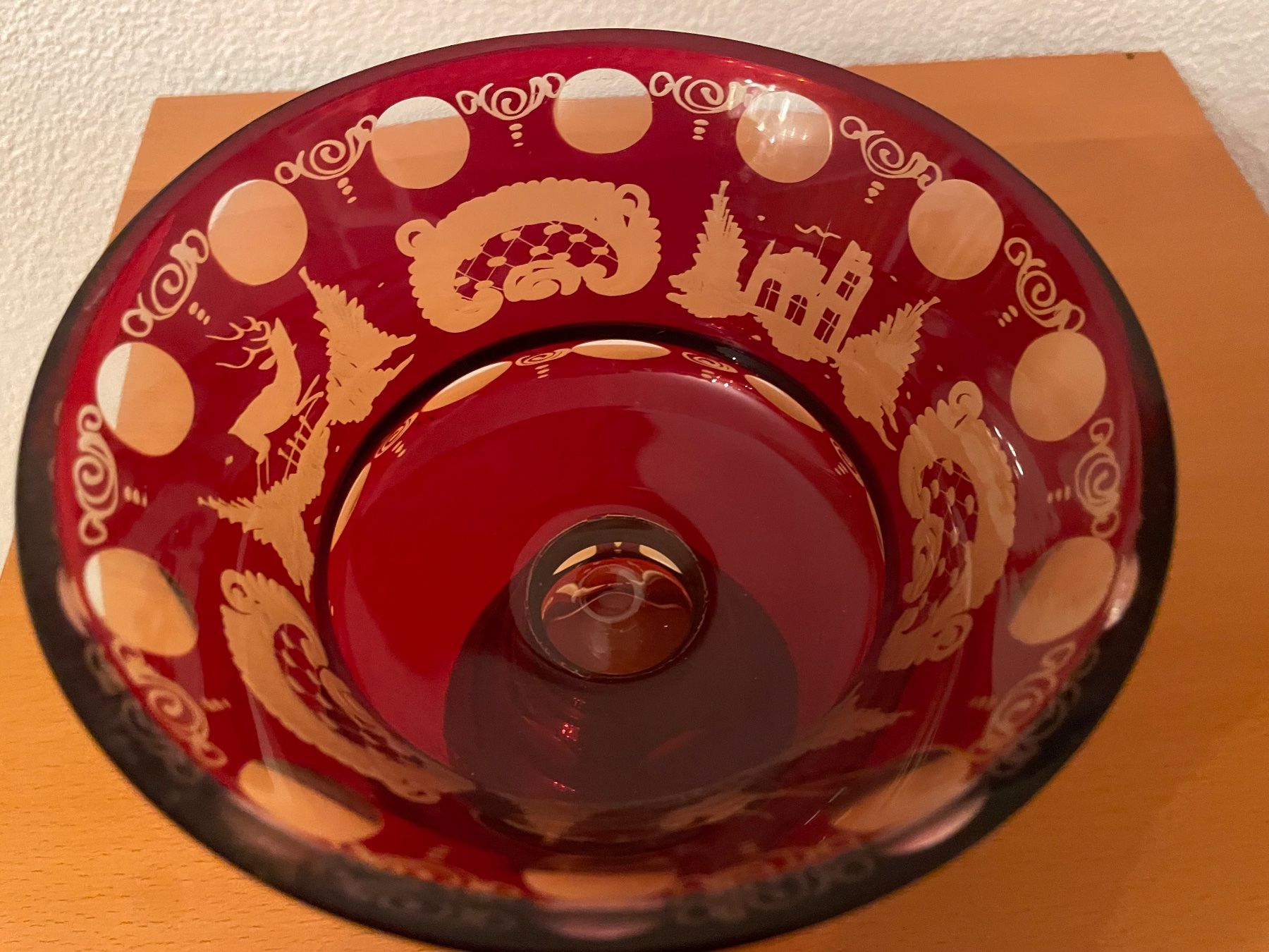 Ciotole: Rote Kristallglasschale mit Winterdekor – Usato da Schaffhausen venduto da Percilitor 2
