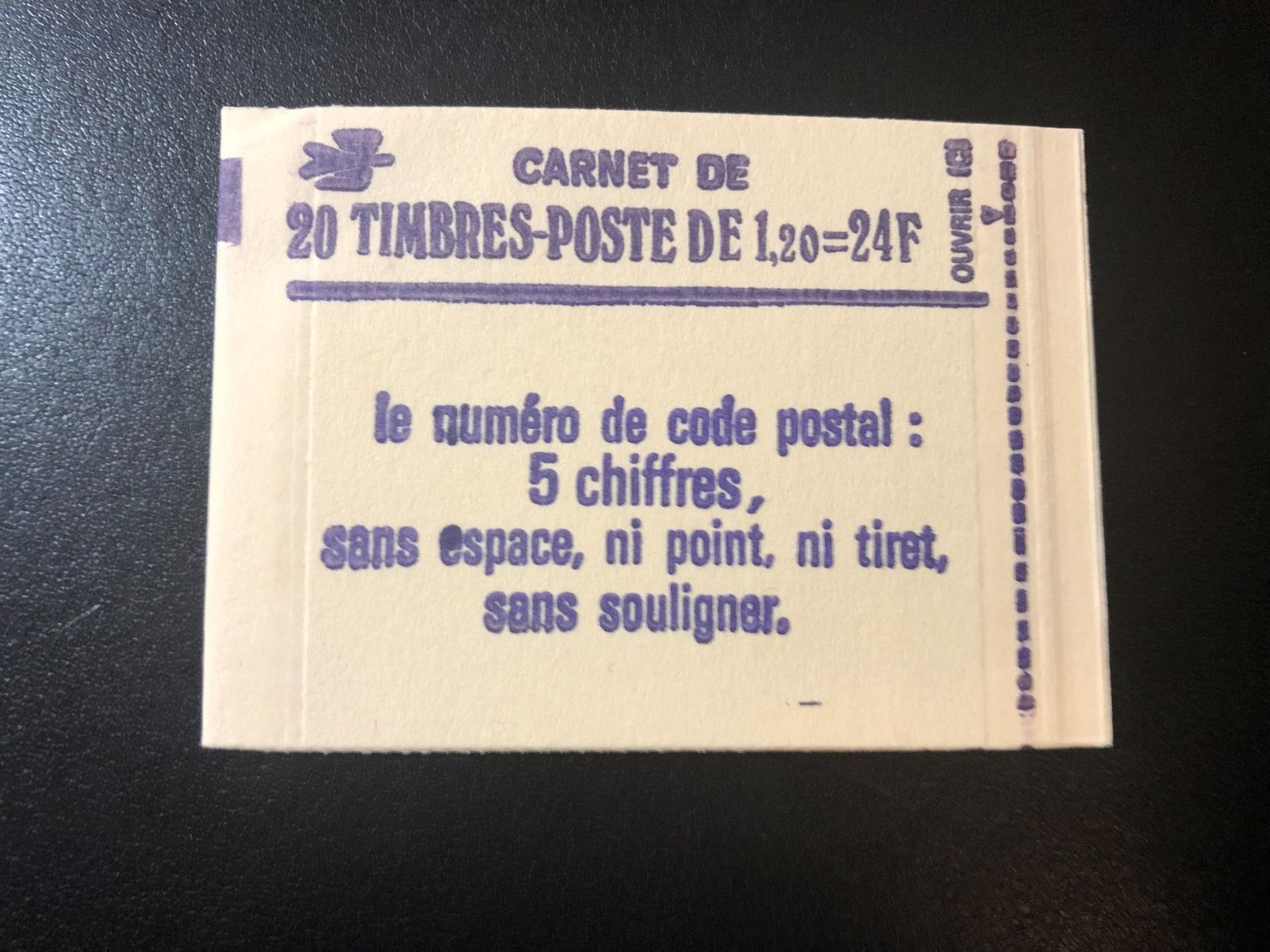Tous les timbres: Carnet Type Sabine 1.20f vert x20 Neuf** – Neuf avec emballage d'origine à Lausanne par ffhoud 1