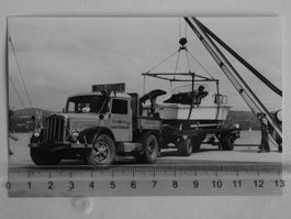 Orig Fotografie Zürich Transport Motorboot LKW Saurer ca1960