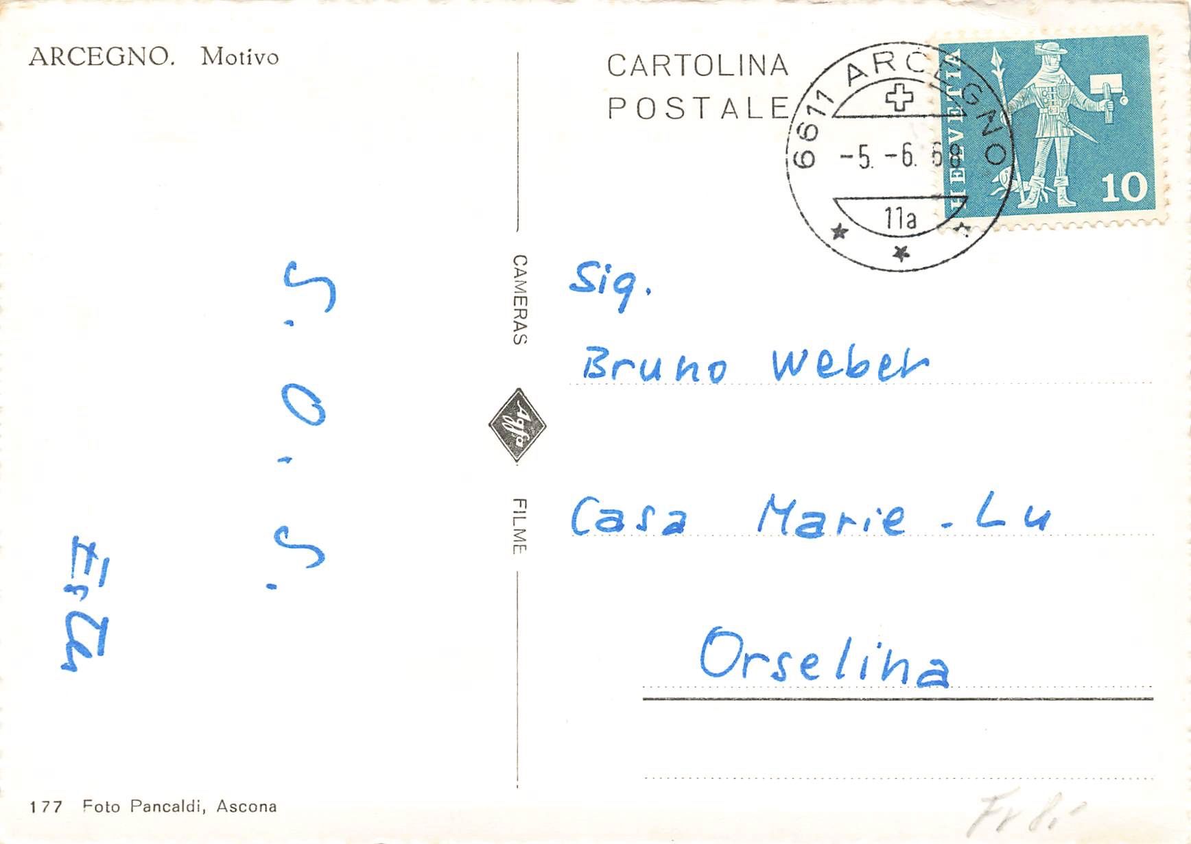 Cartoline postali: Arcegno motivo G – Usato da Biasca venduto da Blenio71 1