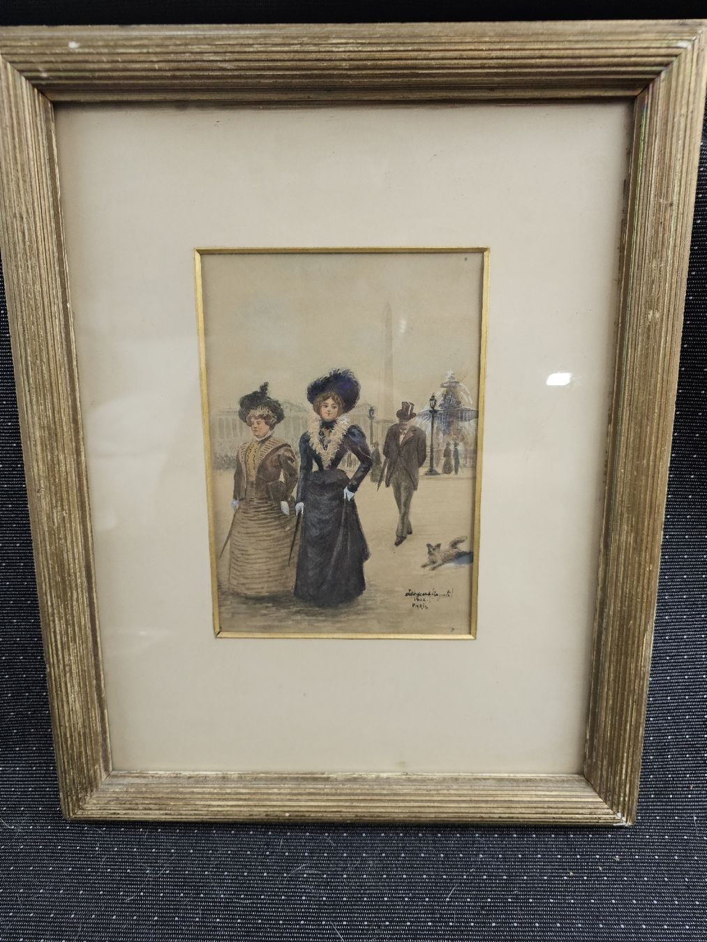 Gemälde: Aquarell Jacques Auguste Paris 1902, gerahmt. – Gebraucht aus Mümliswil von Mizzi77
