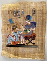 Ägyptischer Papyrus Handgemalt Tutanch Amun & Anchesenpaat