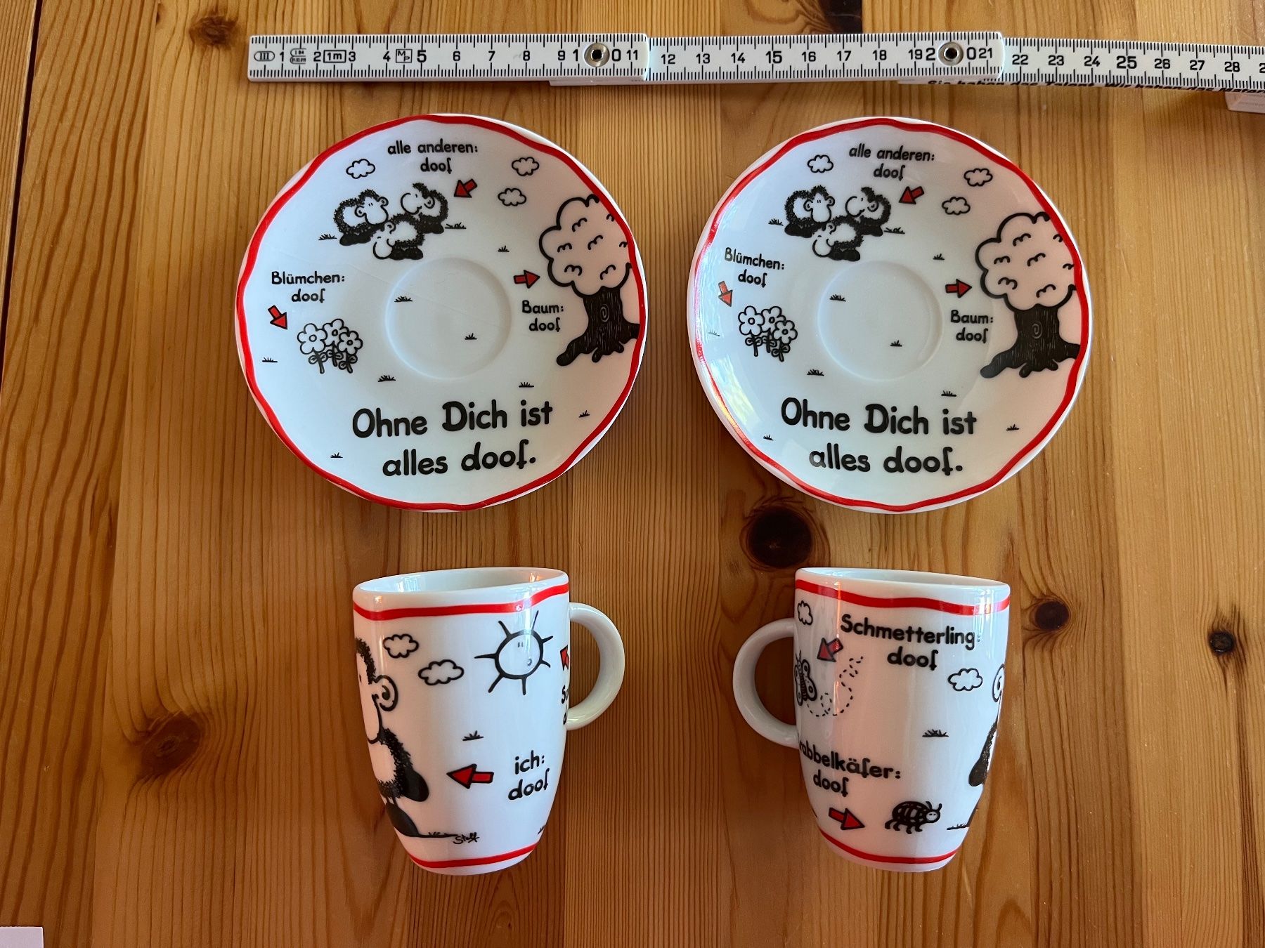 Sheepworld Tazze: Sheepworld 2 Espressotassen mit Unterteller – Usato da Zürich venduto da Gurkis