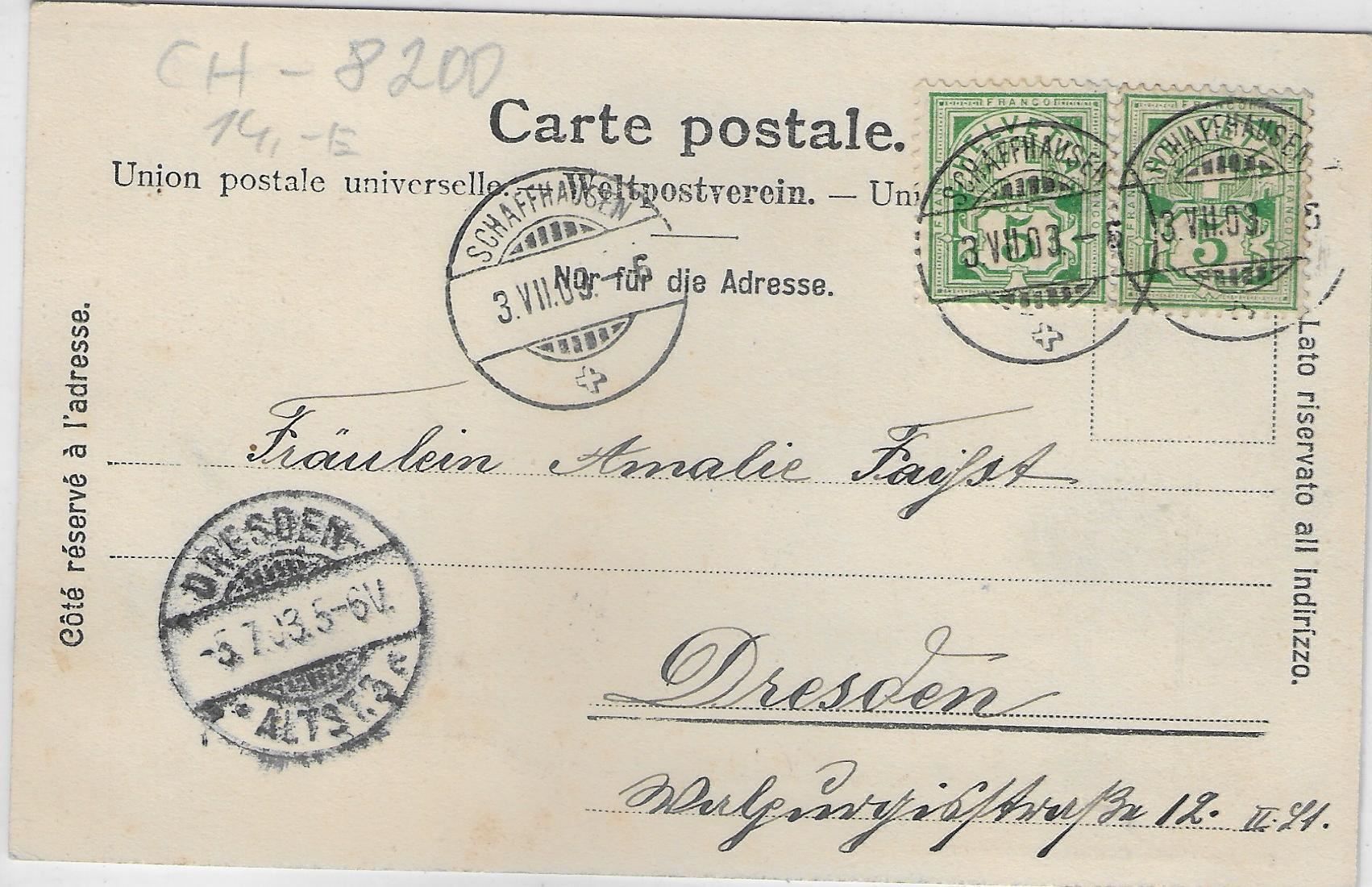 Cartoline postali: Schffhausen - Städtisches Schulhaus – Usato da Ettingen venduto da Kartenplanet 1