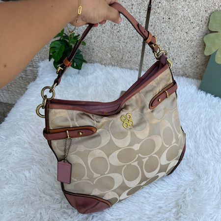 Coach Tasche Canvas Leder Beige Damen Handtasche gebraucht 3