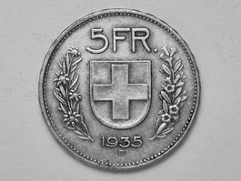1x 5 Fr. - 1935 B - Silber/Argent 0.835