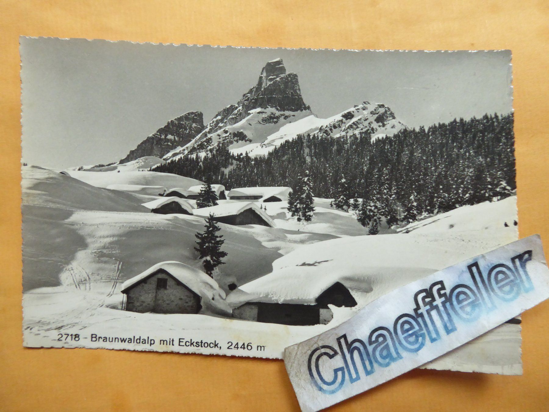 Cartoline postali: 1955 Braunwald mit Eckstock, 2446 m – Usato da Zürich venduto da Chaeffeler