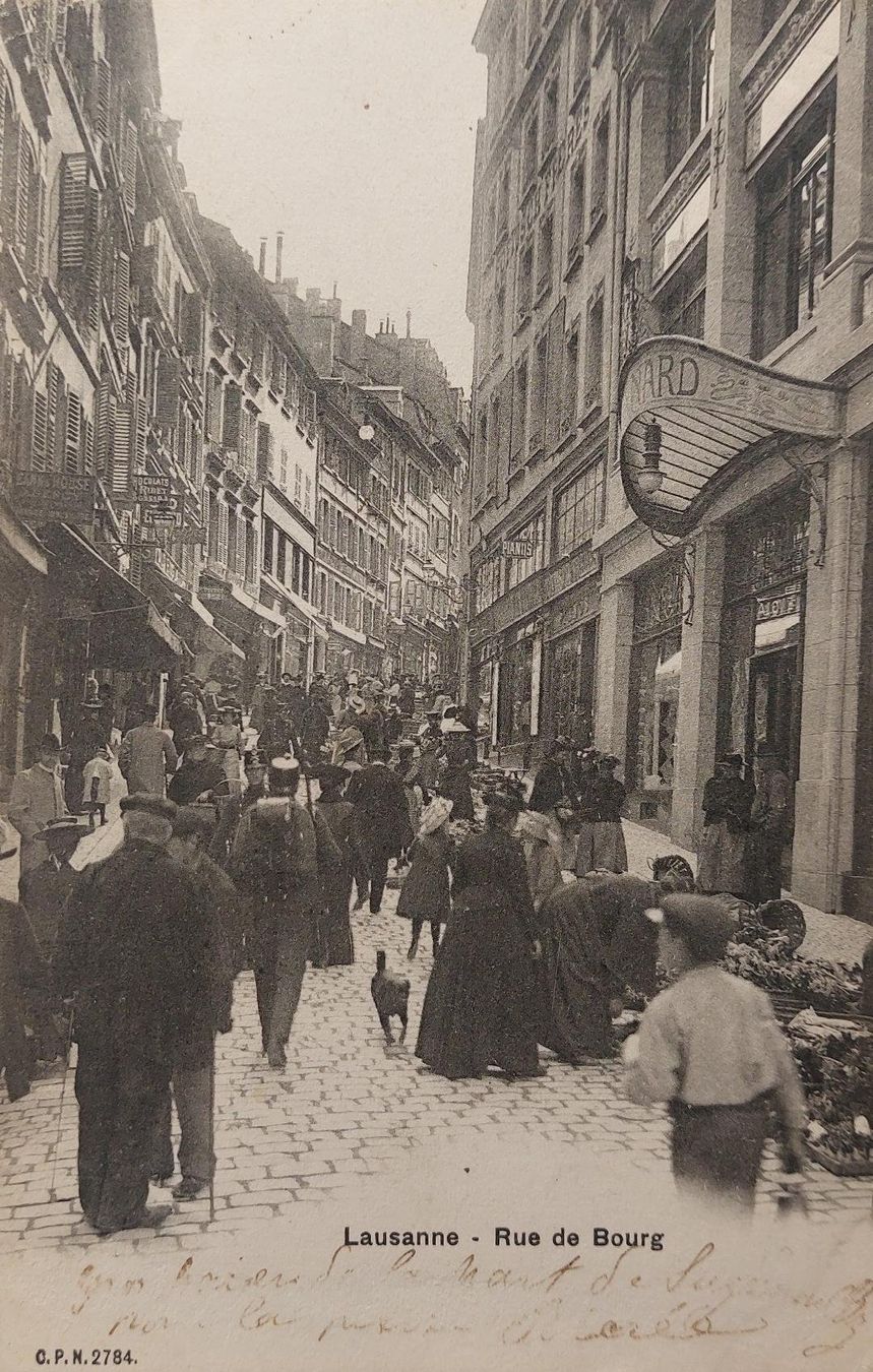 Ansichtskarten: LAUSANNE - Rue de Bourg - 1905 – Gebraucht aus Delémont von Domdom1