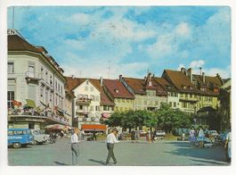 ZUG Löwenplatz alte Karte Stempel ZUG am See alte Autos Auto