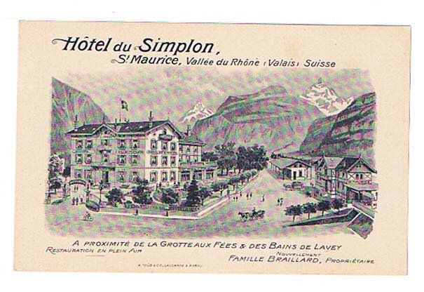 Ansichtskarten: Ansichtskarte Hotel du Simplon St. Maurice Vallee du Rhone – Gebraucht aus Müstair von 1Collector1