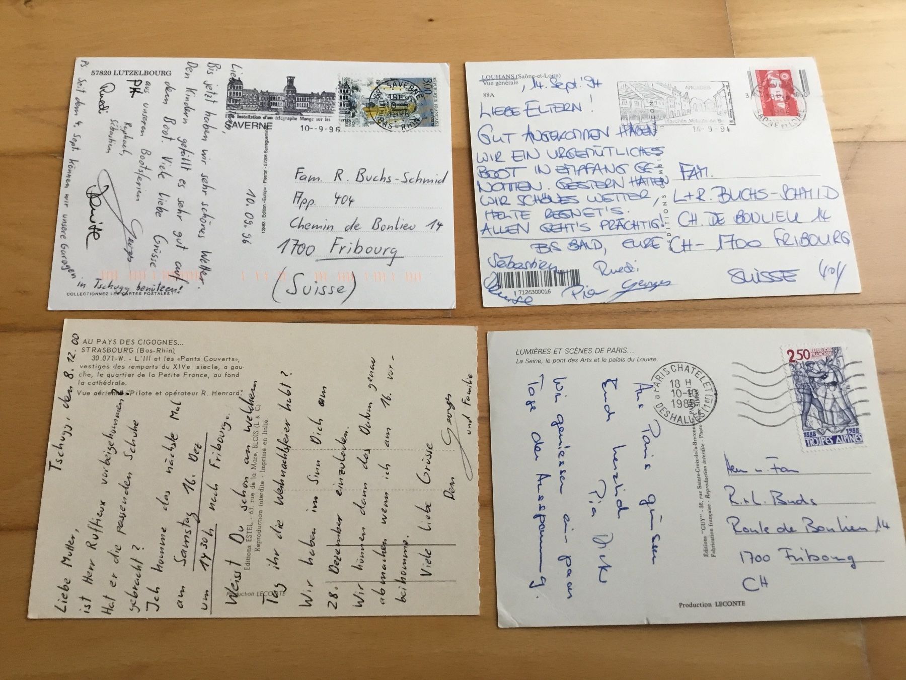 Ansichtskarten: 4 antike Postkarten aus Frankreich – Gebraucht aus Kerzers von Georges3210 1