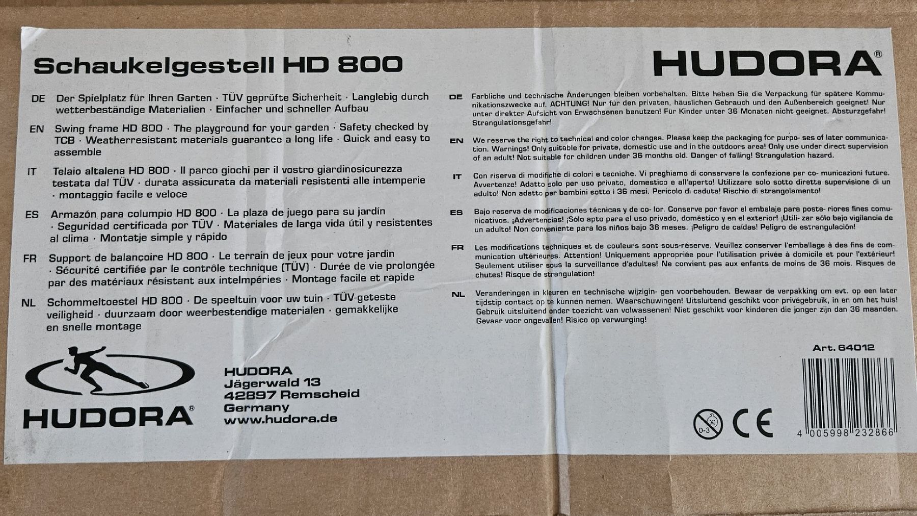 Hudora Altre altalene da giardino: Schaukelgestell von Hudora "Neu" – Nuovo e nell'imballaggio originale da Uster venduto da esko.swiss 5