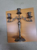 Antiker Kerzenständer, dreiflammig, Silberlook - Vintage