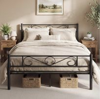 Metallbett schwarz 160x200 cm mit Kopfteil NEU