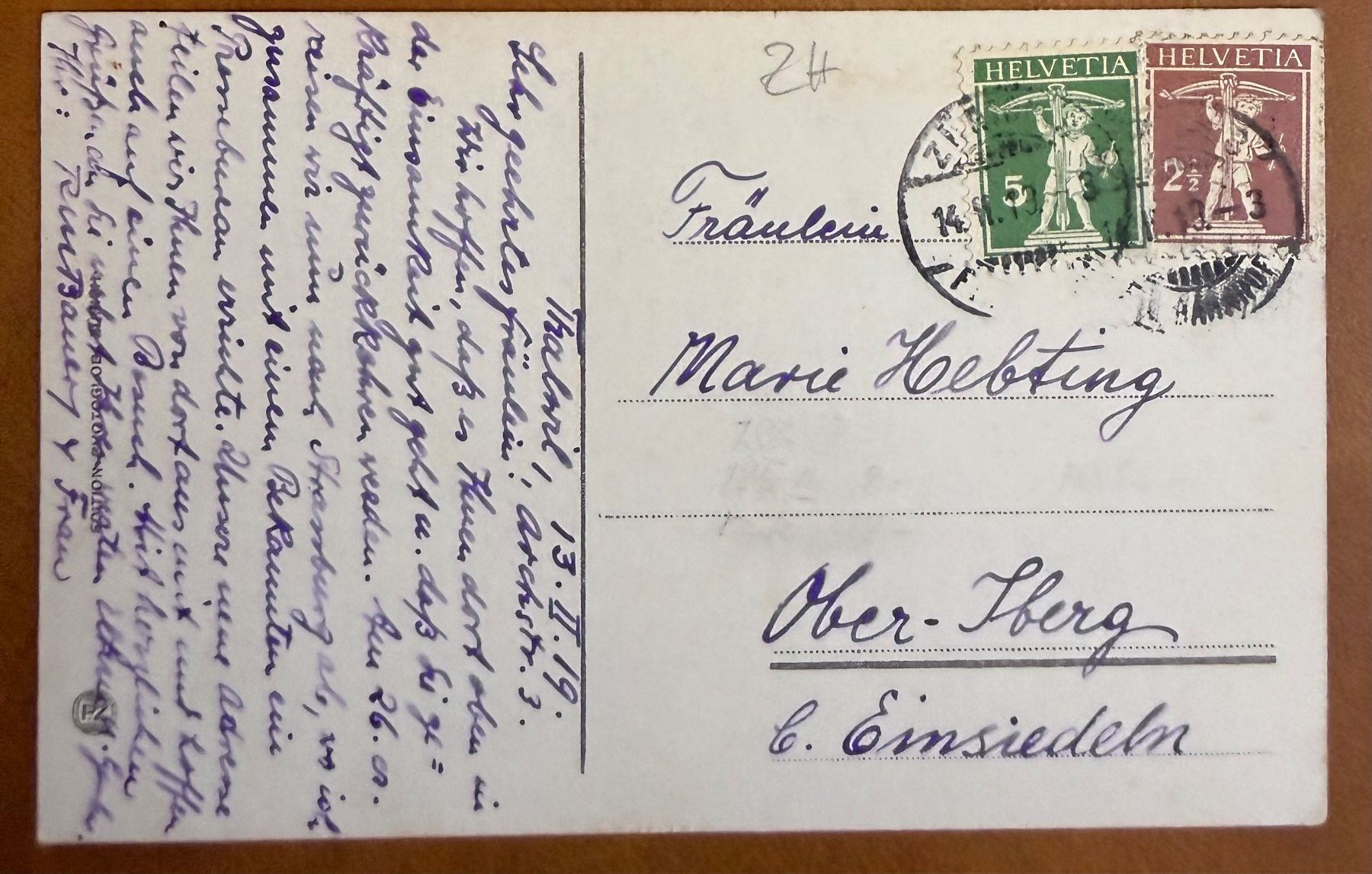Ansichtskarten: Thalwil - Panorama 1919 – Gebraucht aus Lutry von Ediego 1