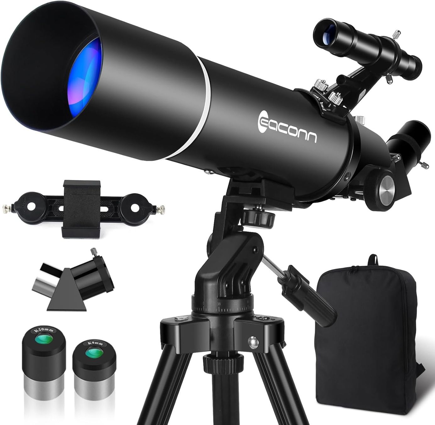 Telescopi: Teleskop Astronomie 80mm 600mm Refraktor mit Rucksack – Nuovo e nell'imballaggio originale da Schaffhausen venduto da AllesMussRaus90 1