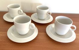 4x ALESSI Tendentse Kaffeetassen mit Unterteller