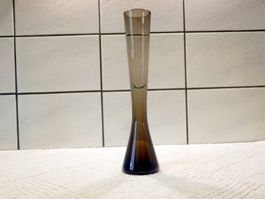 Vase, Kristallglas, rauchglasfarbig, handgemacht, 28cm hoch