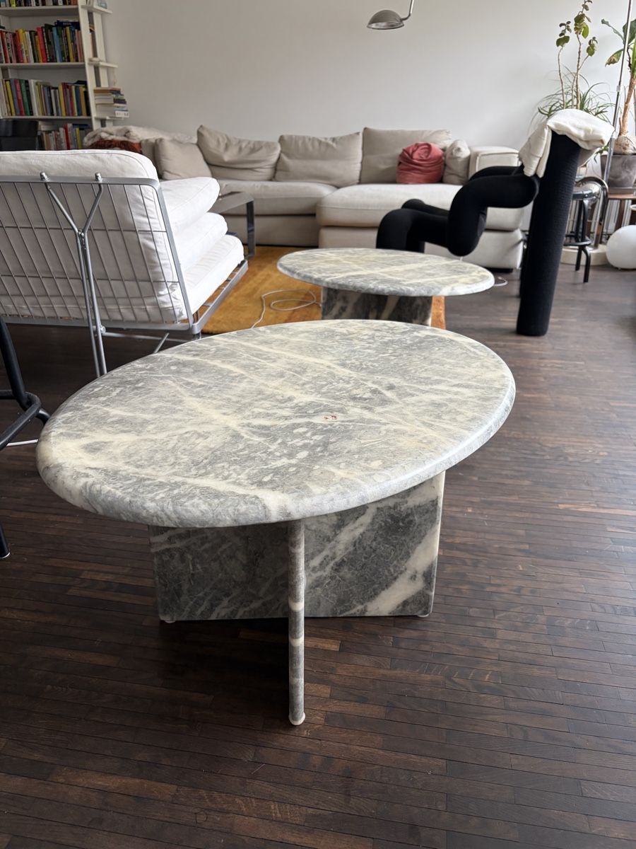 Tavoli: Marble Coffee Table Oval Grey White Marble Stone – Usato da Zürich venduto da wut_25df 4
