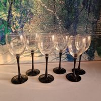 6 Vintage Luminark Gläser mit schwarzem Rand