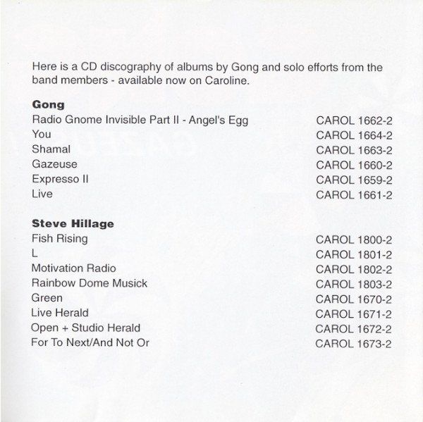 CD: Gong – Gazeuse! - b – Usato da Brittnau venduto da Zibu 4