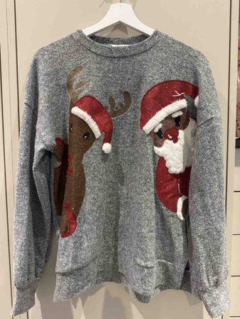 Damen Weihnachtspullover Clockhouse grau Grösse M