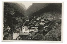Stalden Bezirk Visp (VS) Bergdorf mit Kirche Foto-AK um 1940