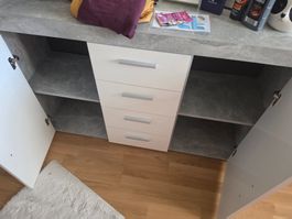 Sideboard weiss grau mit Schubladen gebraucht Zustand
