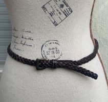 Superbe ceinture BARBARA BUI cuir brun tressé t.65