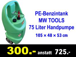 🔴  PE-Benzintank MW TOOLS 75 Liter Handpumpe /328B