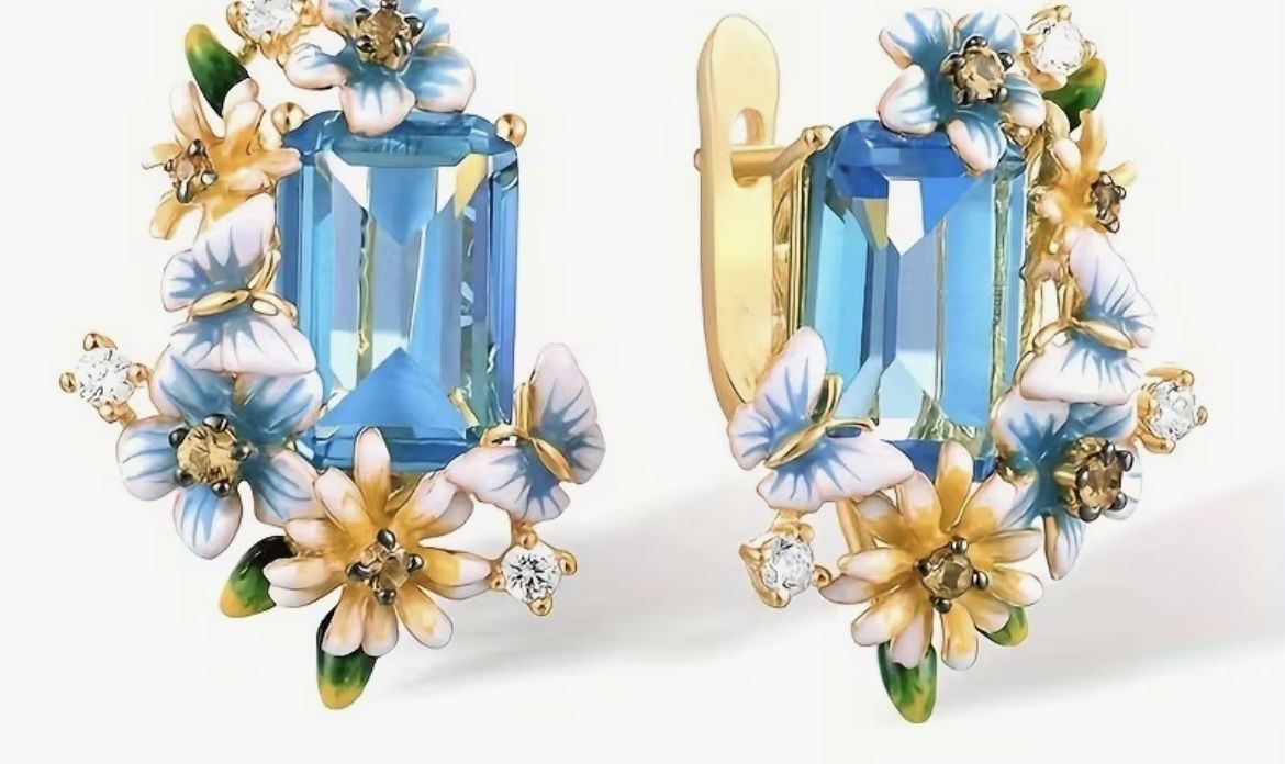 Orecchini pendenti & Orecchini a lobo: *Traumhafte Ohrringe mit blauem Stein und Blumen Dekor – Nuovo e nell'imballaggio originale da Saanen venduto da SoniaMichaela