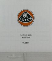 NEUWAGEN PREISLISTE  | ALLE LOTUS MODELLE  | AB 01.1991