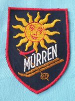 Vintage Badge Wappen MÜRREN Sonne ST. GALLER STICKEREI
