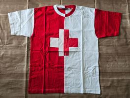 Schweiz T-Shirt im Two-Tone Look - S - mit Schweizerkreuz