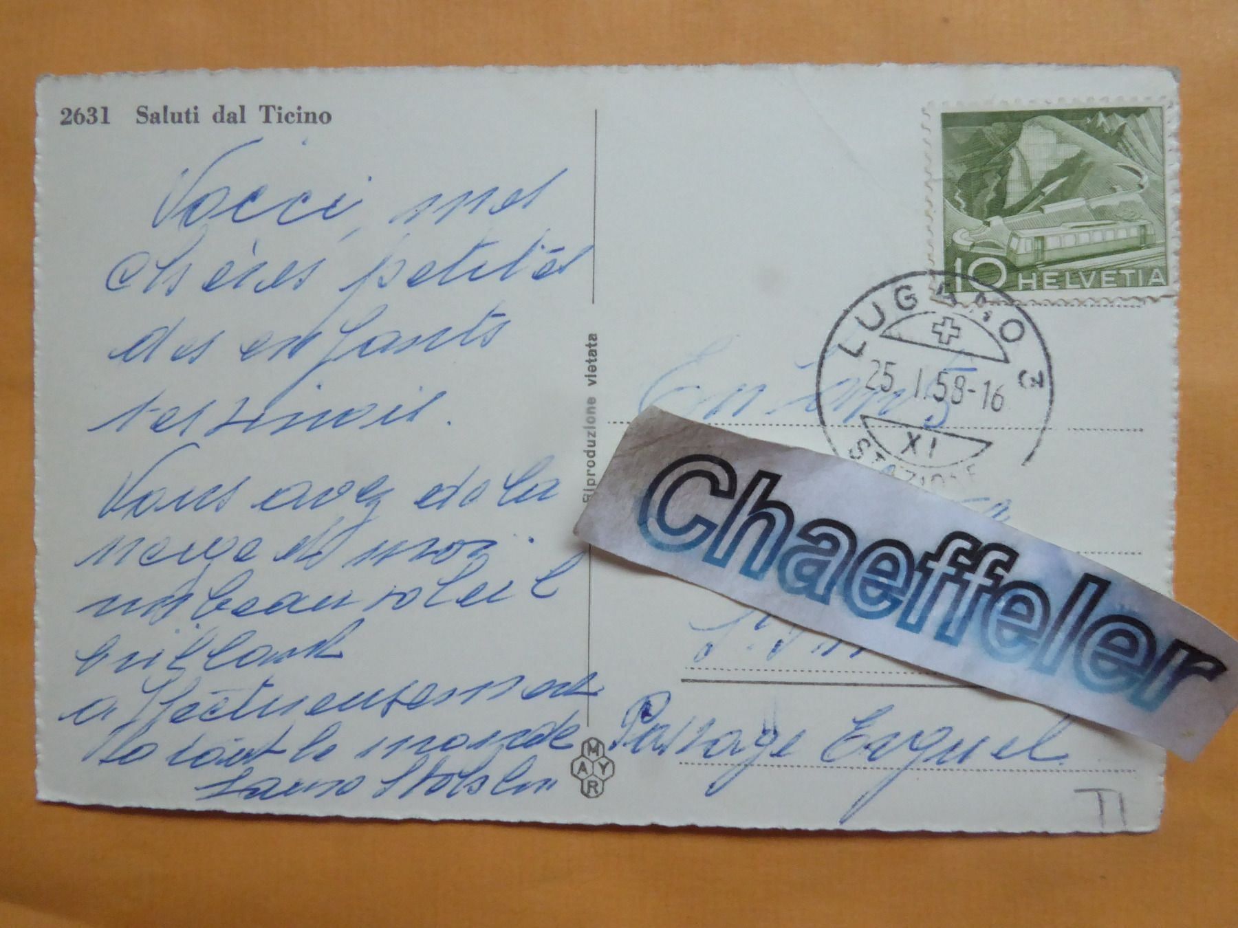 Cartes postales: 1959  2631  Saluti dal Ticino – D'occasion à Zürich par Chaeffeler 1