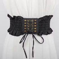 Breiter elastischer Gürtel aus Denim Black mit Schnürung