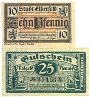 Deutschland Notgeld Elberfeld 25 Pf. 13.11.1919+10 Pf. 1920