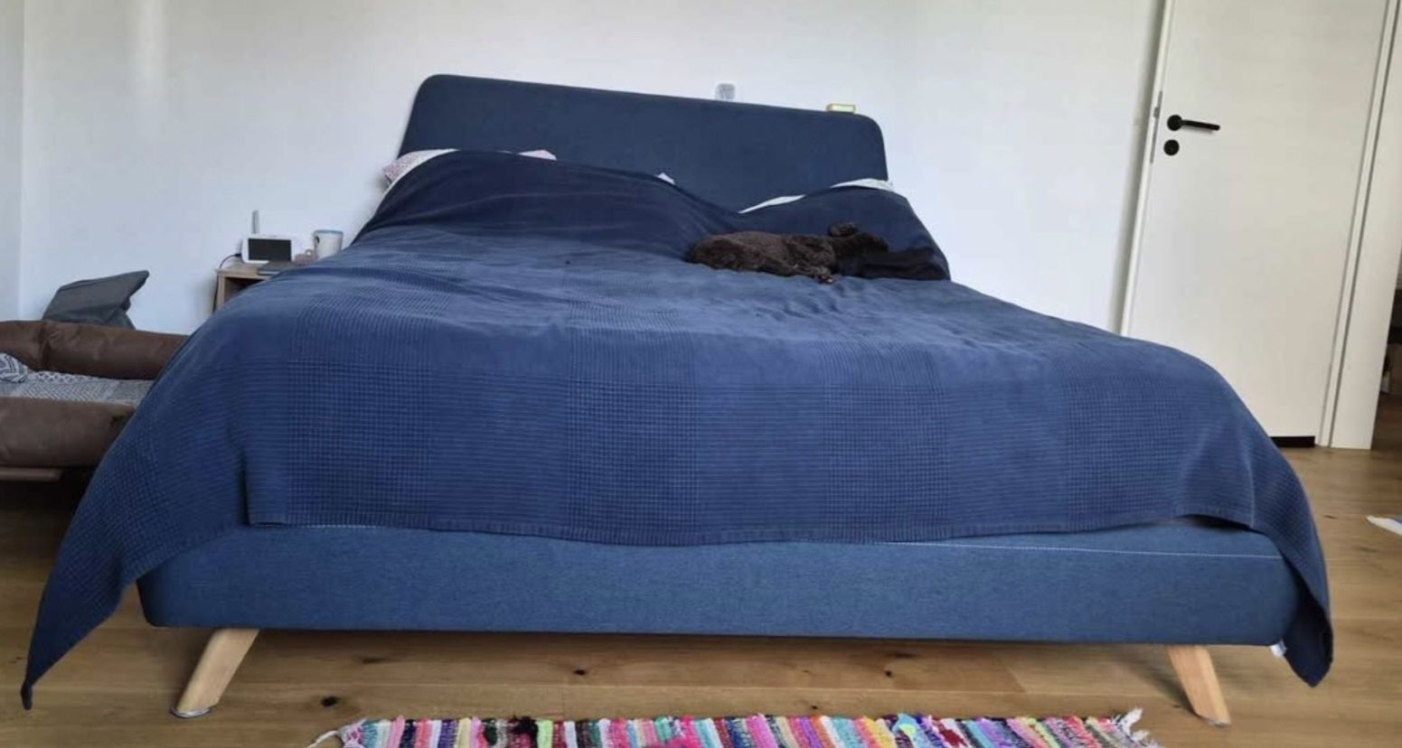 Maisons du monde Letti: Blue bed frame 160x200 cm good condition with mattress – Usato da Maur venduto da Sofi___