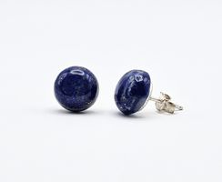 Lapislazuli Ohrstecker: 925er Silber, 9mm Durchmesser, Chile
