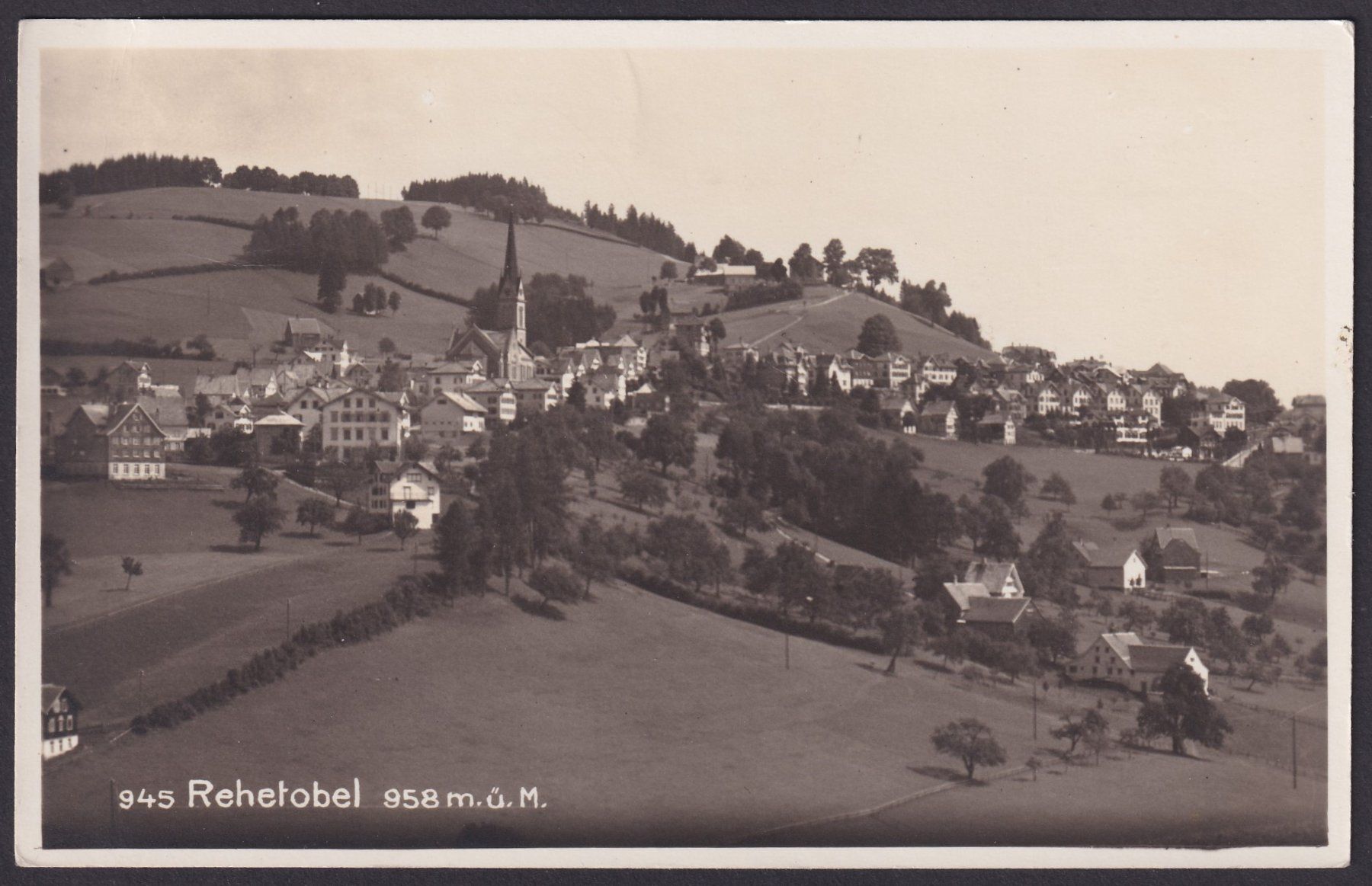 Cartoline postali: REHETOBEL AR alte Ansichtskarte, Dorfansicht von 1920 – Usato da Ebikon venduto da SilvioFreund