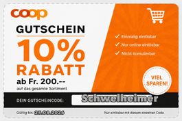 Coop  10% Rabatt auf Alles ( individueller Code)