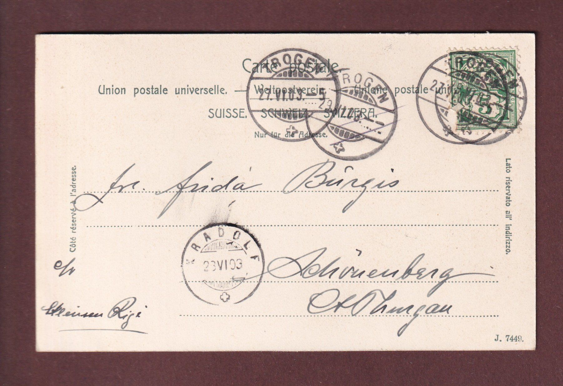 Cartoline postali: ST. GALLEN - Teilansicht - 1903 – Usato da Pully venduto da nicecards 1