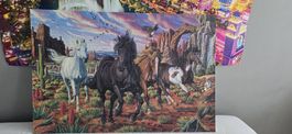 Puzzle Wildpferde Wüstenlandschaft fertig gelegt montiert