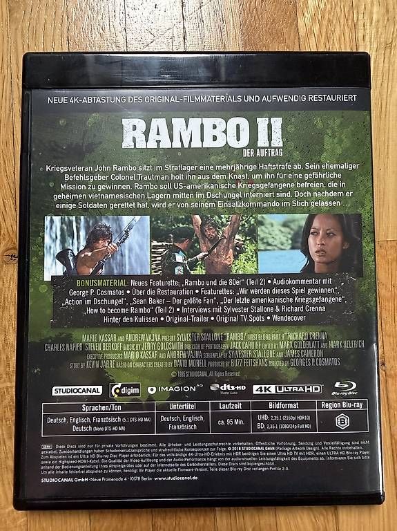 Alle DVDs: Rambo II - der Auftrag 4K und Bluray – Gebraucht aus Wolfhausen von KugelKopf 1