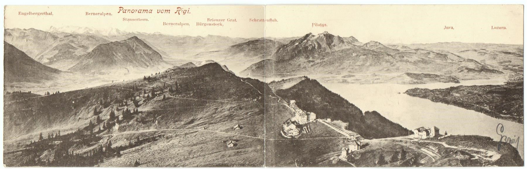 Ansichtskarten: PANORAMA VOM RIGI 2-teilig – Gebraucht aus Jona von philajona