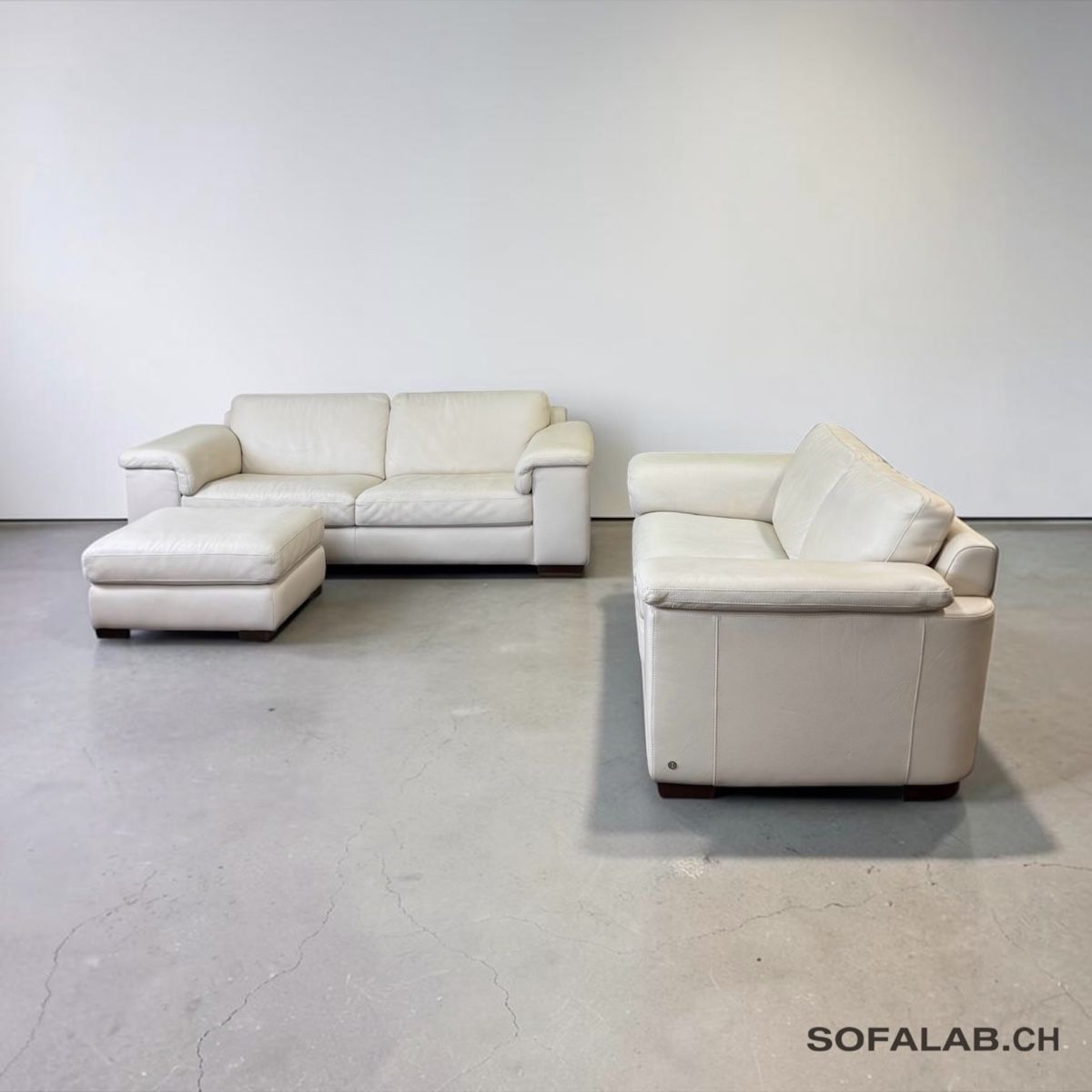 Natuzzi Divani: Natuzzi Brivido Sofagarnitur, echtes Nappaleder, Creme – Usato da Bachenbülach venduto da Sofalab.swiss