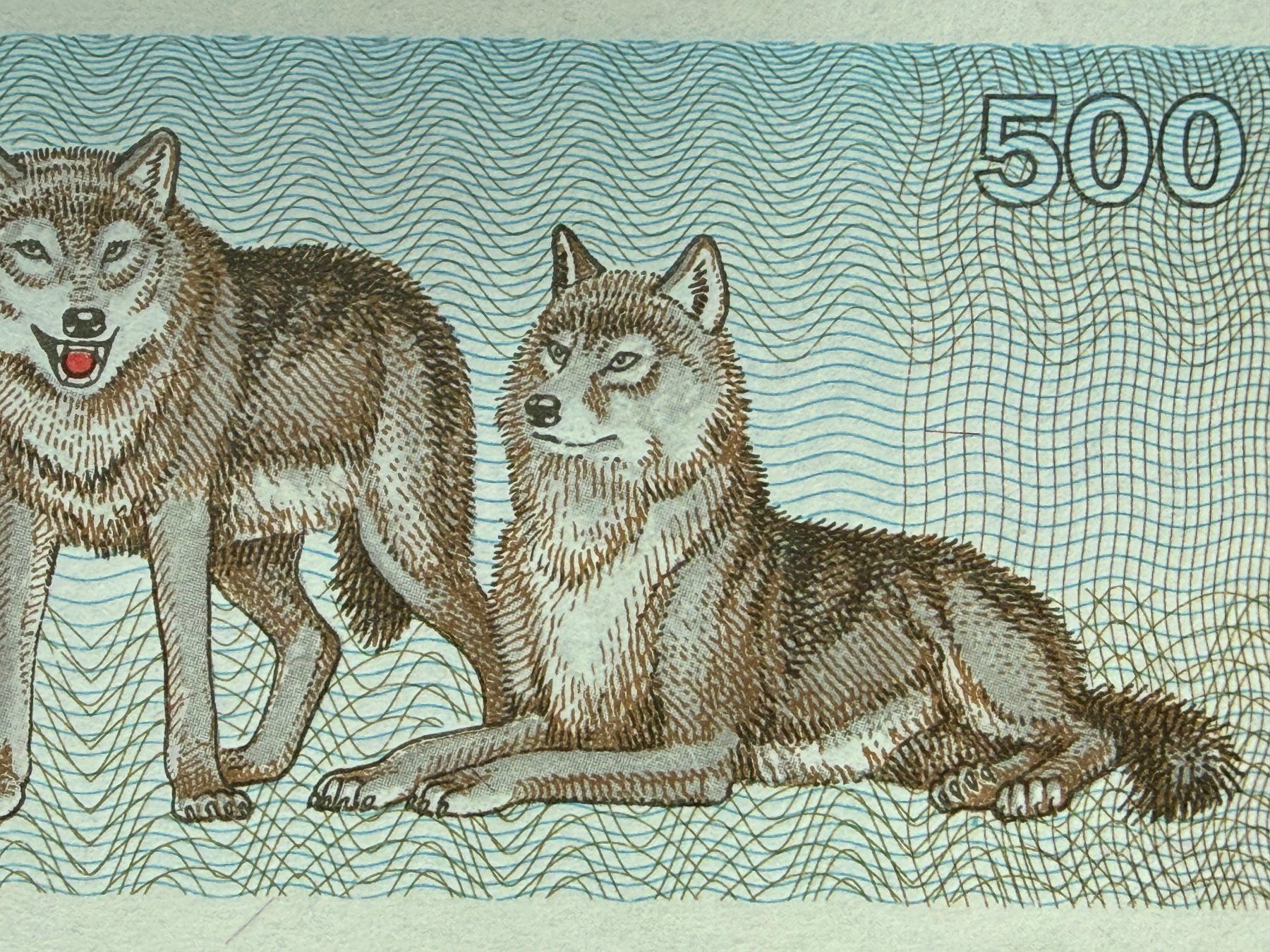 Banconote: Litauen 1993 - 500 Talonu - Wolf - UNC – Nuovo e nell'imballaggio originale da Pfäffikon SZ venduto da Sieben77 2